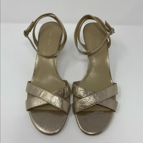 Ann Taylor Gold Metallic Ankle Strap Sandal 8.5 - Picture 5 of 6